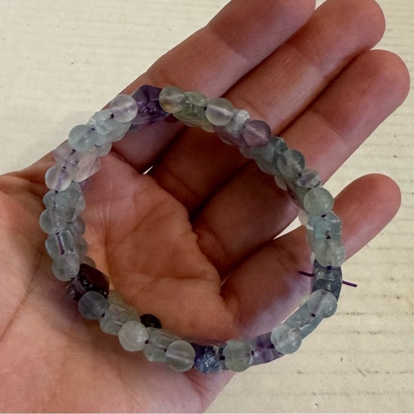 Natural Gemstones VTG Jade Quartz Stretch Bracelet Green Purple Argyle Diamonds - Picture 6 of 16